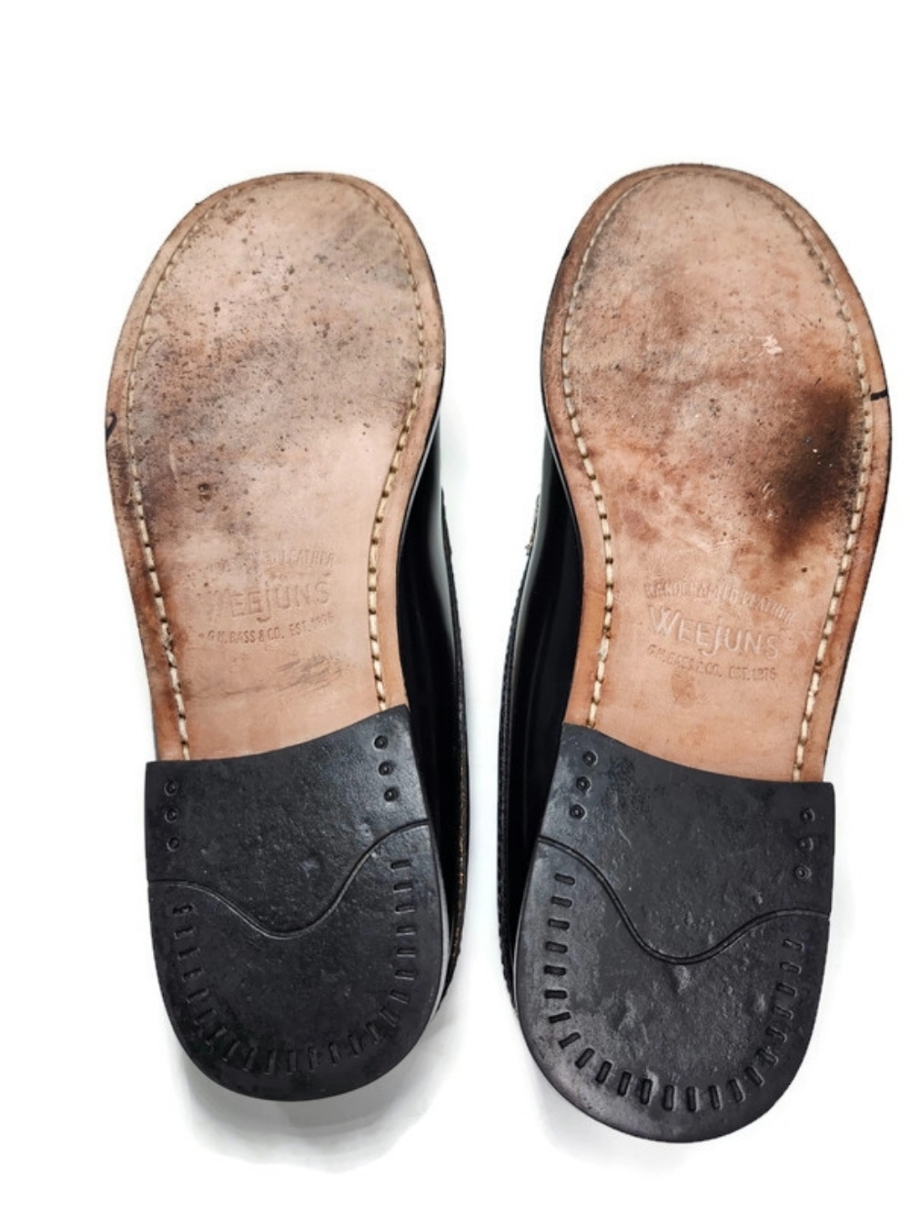 G.H. Bass Weejuns Wynn Black & White Leather Handsewn Slip-On Penny Loafer Mules - Picture 11 of 13